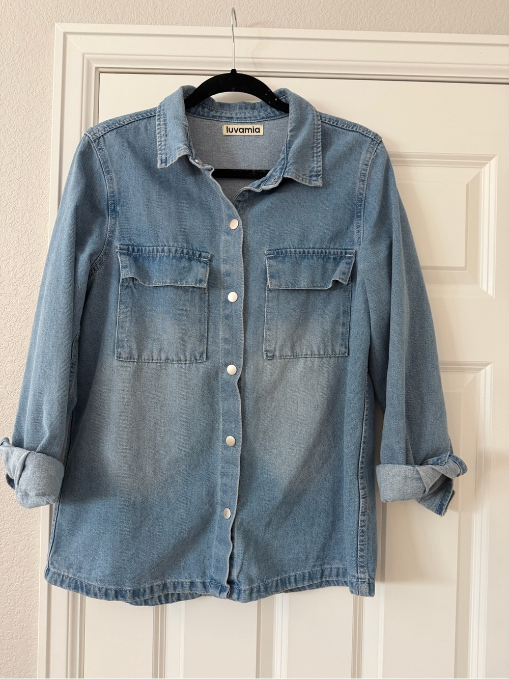 Luvamia Light Wash Denim Jacket - Women's Casual Jean Jacket
